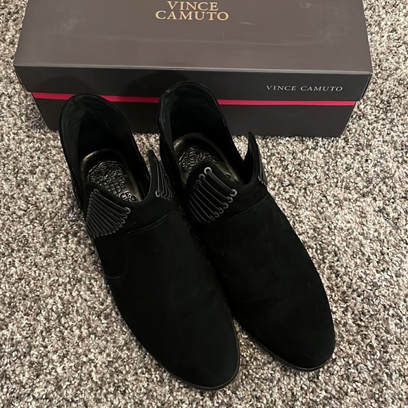 Vince Camuto Black Pevista Suede Leather Booties - Size 6.5 - Picture 6 of 12